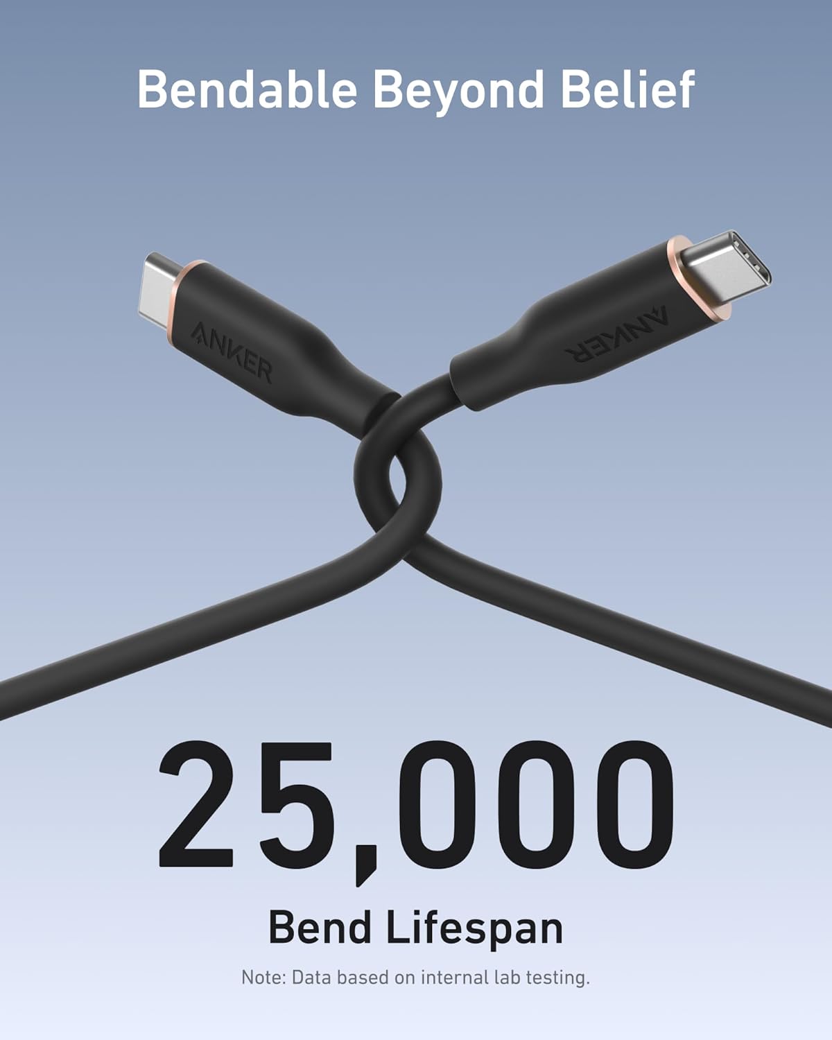 643 USB-C to USB-C Cable (Flow, Silicone, 240W, 2-Pack, Midnight Black) B9
