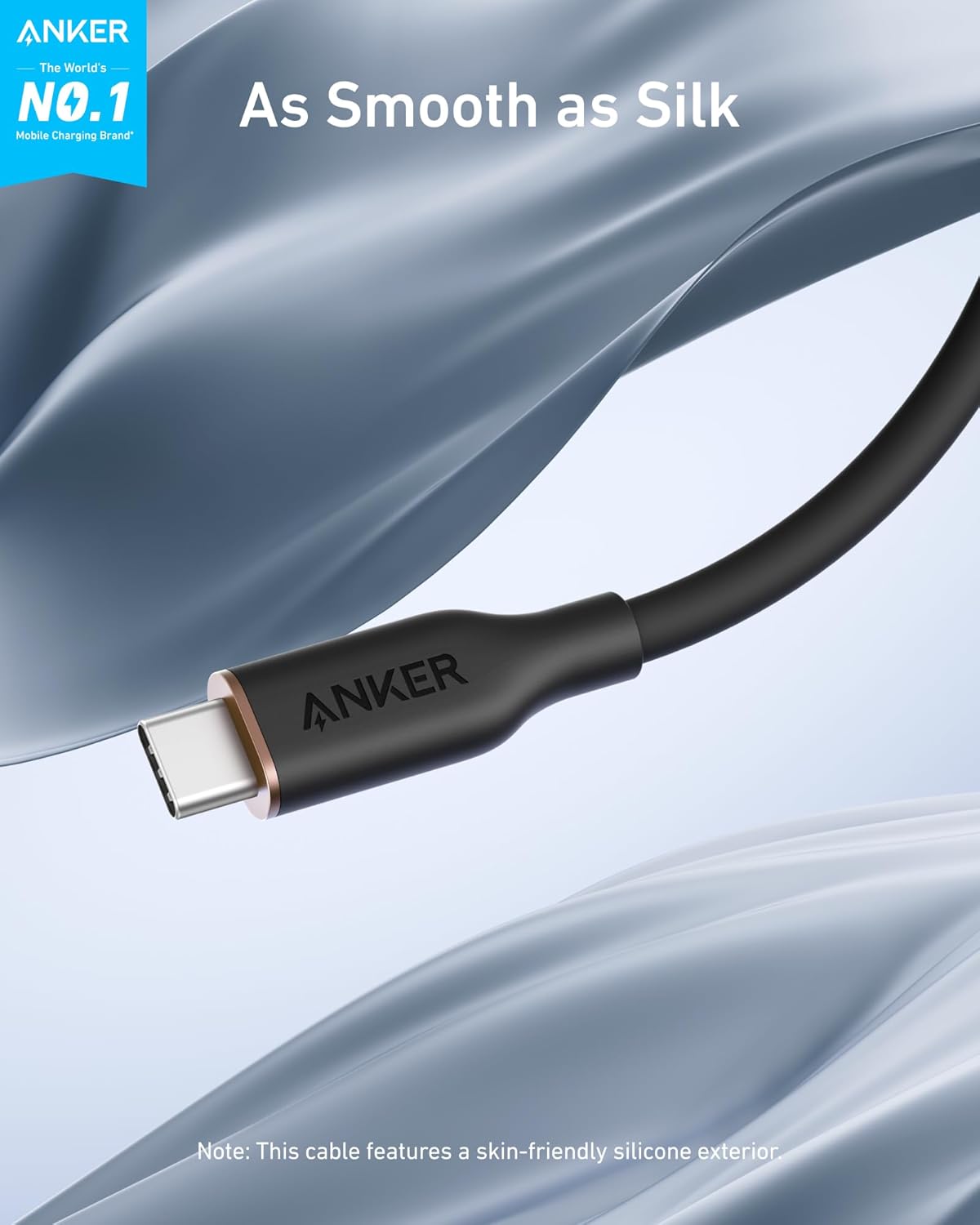 643 USB-C to USB-C Cable (Flow, Silicone, 240W, 2-Pack, Midnight Black) M0