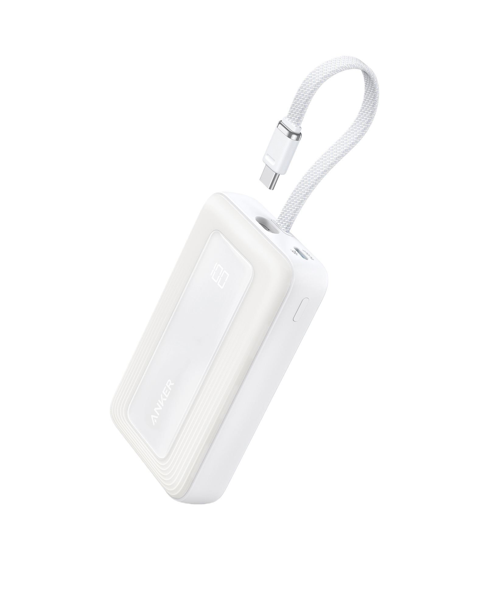 Zolo Power Bank (10K, 30W) with a 5.4-inch (13.7 cm) built-in USB-C cable. I3