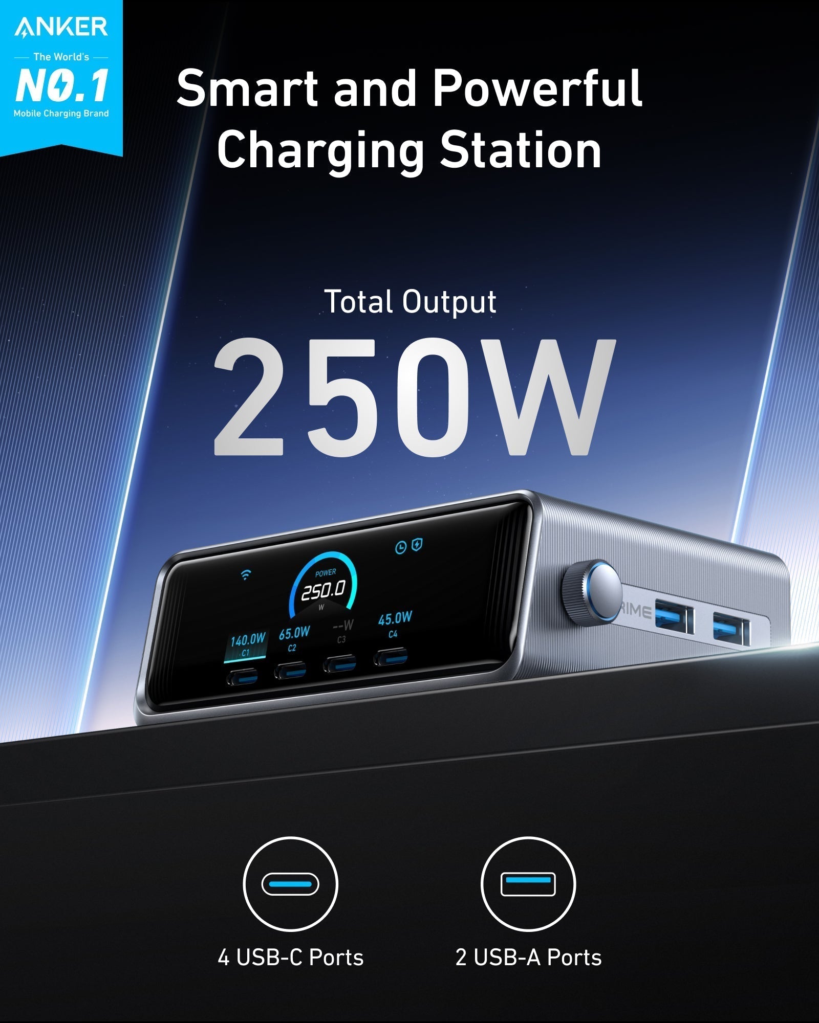 Prime Charger (250W, 6 Ports, GaNPrime) M1