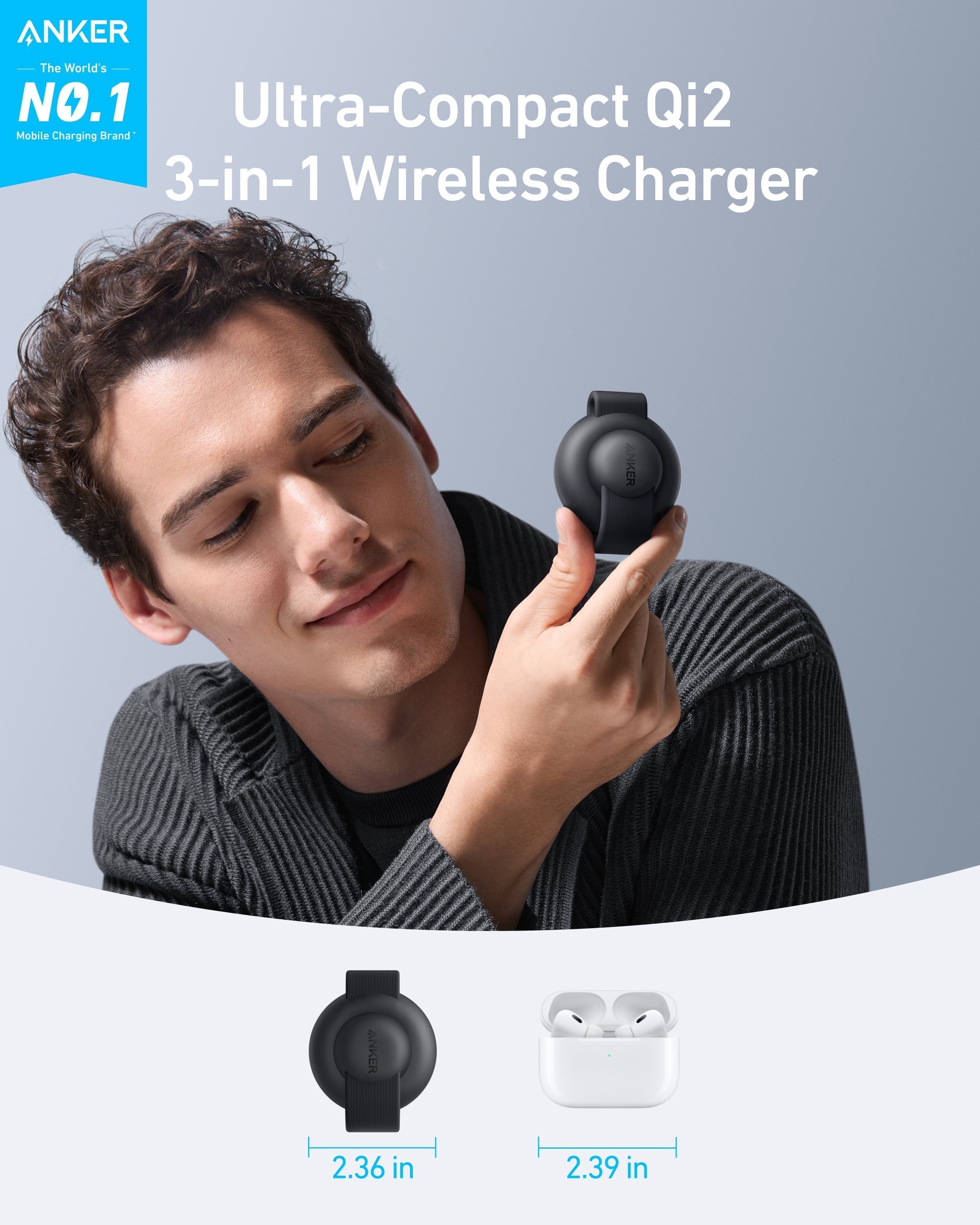MagGo Wireless Charging Station (3-in-1, Foldable Pad) and Nano Charger (20W) Z3