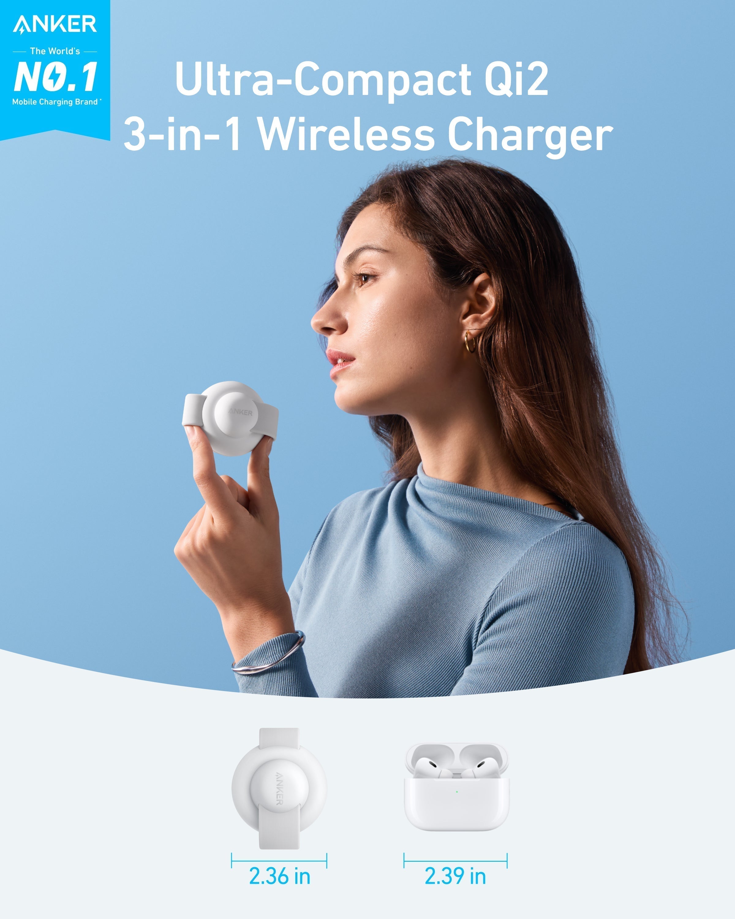 MagGo Wireless Charging Station (3-in-1, Foldable Pad) and Nano Travel Adapter (5-in-1, 20W, 1-Pack) M4