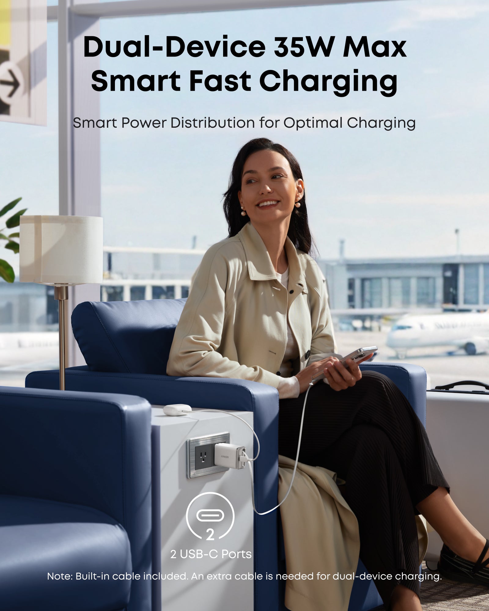 Nano Charger (35W, Built-In Retractable USB-C Cable) —2- Pack E8