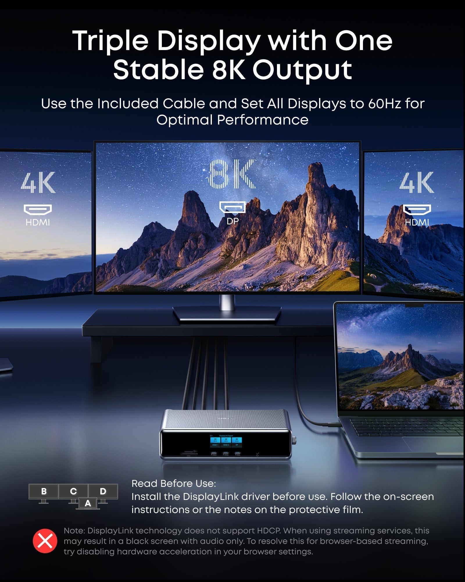 Prime DL7400 Docking Station (14-in-1, Triple Display, DisplayLink) Q0