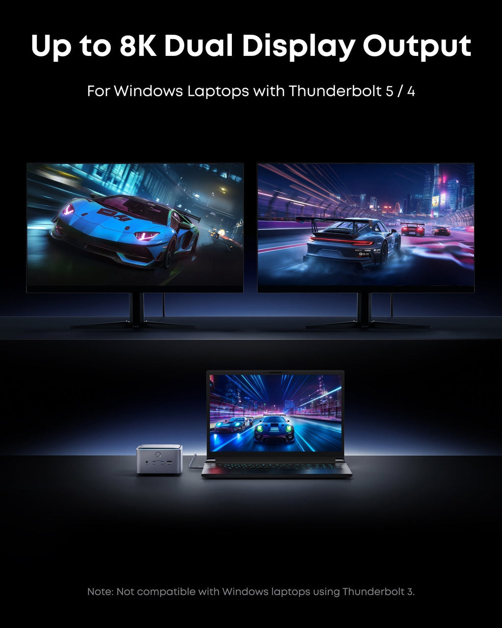 Prime TB5 Docking Station (14-in-1, 8K, Thunderbolt 5) and Thunderbolt 5 Cable (3.3 ft, 80Gbps, 240W) Q6