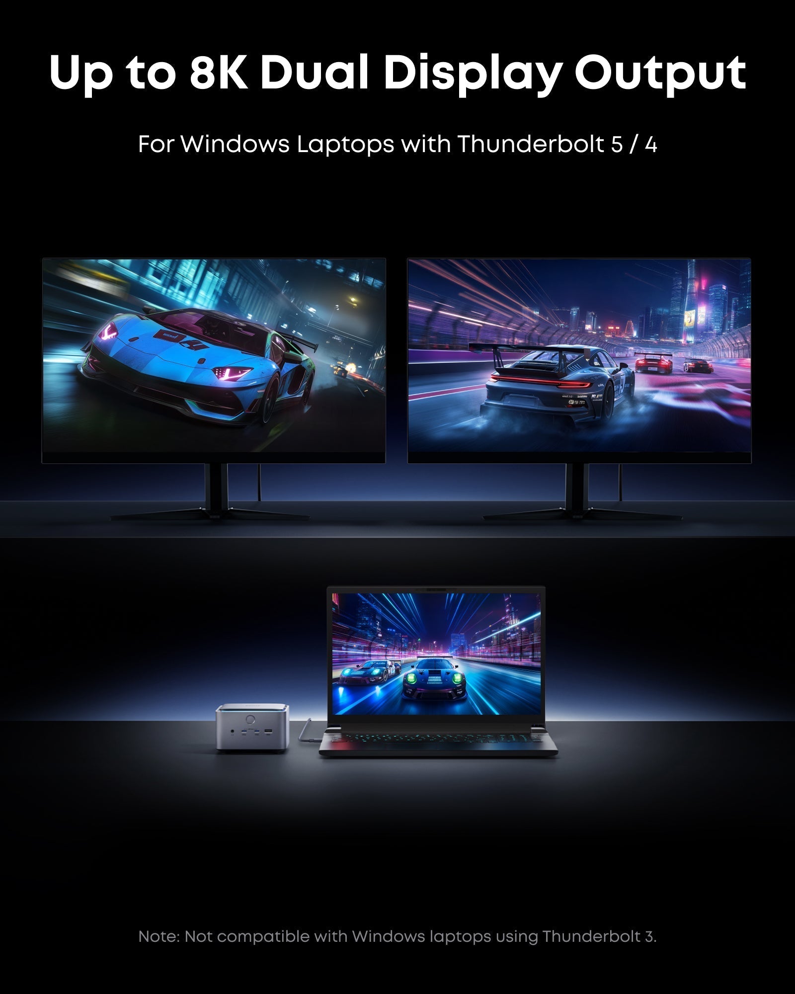 Prime TB5 Docking Station (14-in-1, 8K, Thunderbolt 5) and Thunderbolt 5 Cable (3.3 ft, 80Gbps, 240W) Q6
