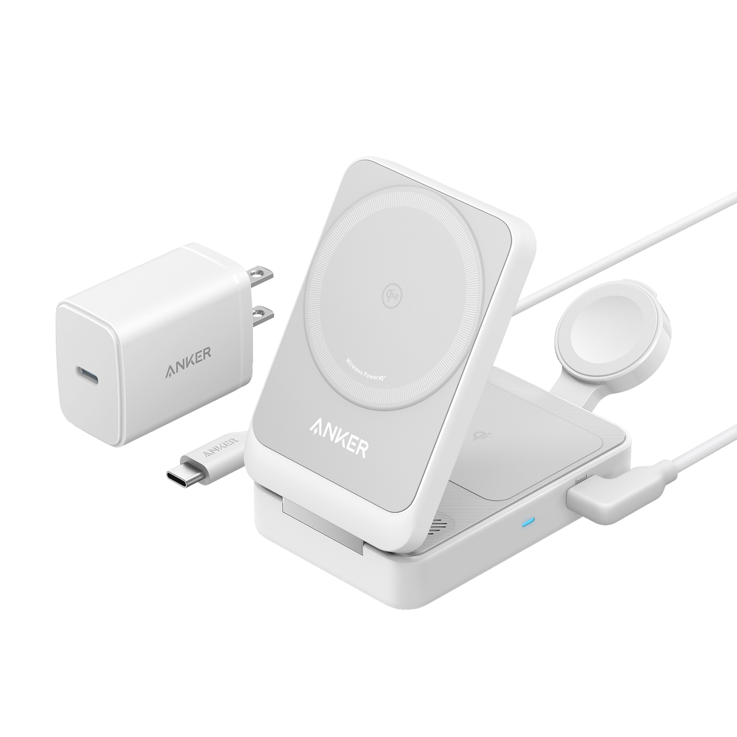MagGo Wireless Charging Station (Foldable 3-in-1) and Nano Travel Adapter (5-in-1, 20W, 1-Pack) I7