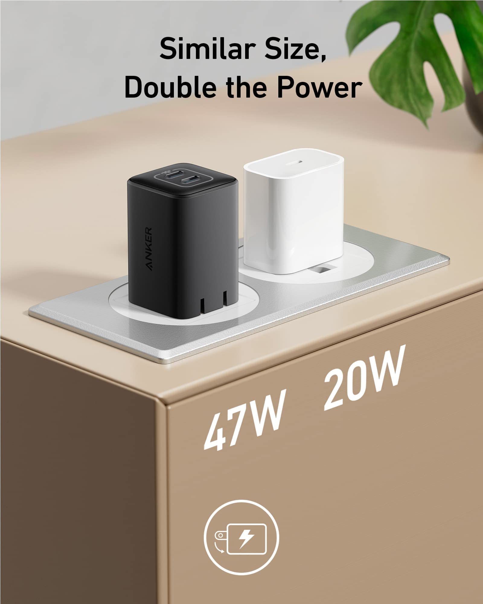 523 Charger (Nano 3, 47W) and New Nylon USB-C to USB-C 100W Cable (10 ft) X5